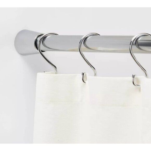 Tension Mount Chrome Finish Taper End Shower Curtain Rod 43" - 72" Long - Picture 1 of 7